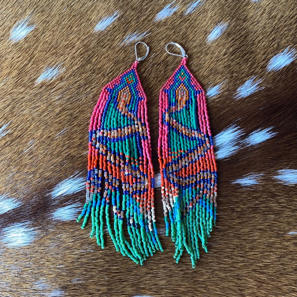 🛑SOLD🛑Trujoy gems serpent beaded earrings 💙💖🐍